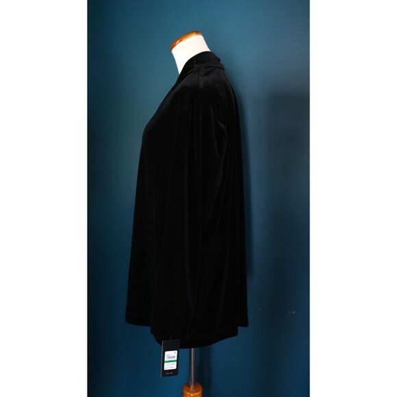 NWT Jones New York Velvet Long Cardigan Open Front Black Whimsigoth Witchy Large - Picture 3 of 10